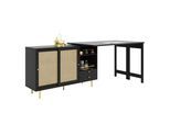 BÜROTISCHE mit Rattan-Türen, 187/40/76cm