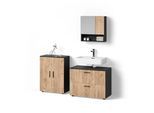 BADMÖBEL-SET Ronco Goldkraft Eiche/Anthrazit 3 Teile, mit Unterschrank 80 cm