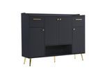 SIDEBOARD 2 Schubladen, 4 Türen, Metallfüße Modernes Design, Viel Stauraum, Schwarz