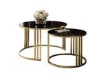 COUCHTISCH 2in1 LORI GLASS gebürstetes Gold, gebürstetes Gold / schwarzes Glas
