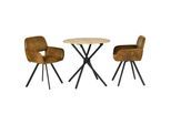ESSZIMMER SET – 1 Tisch + 2 Stühle – Holzoptik & Wildleder