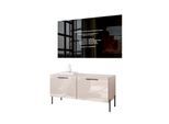 TV-ELEMENT AURA 100 KASCHMIR Hochglanz auf geraden schwarzen Beinen + LED