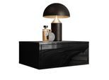 HÄNGENDER Nachttisch BLANCO Hochglanz Schwarz LED PUSH OPEN