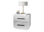 NACHTTISCH LINA LUX mit Griffen und Hochglanzplatte, LED – Griffe: Schwarz