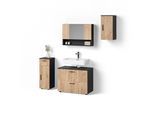 BADMÖBEL-SET Ronco Goldkraft Eiche/Anthrazit 4 Teile