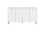 SIDEBOARD weiß & gold 140 cm mit Riffel-Optik & verstellbaren Böden