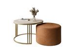 COUCHTISCH mit Hocker LORI MAT gebürstetes Gold/Kaschmir matt/Perfect Harmony 52