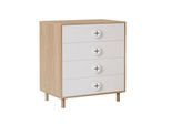 NACHTSCHRÄNKCHEN Modern Weiß Holzoptik mit 4 Schubladen 80×54×90 cm