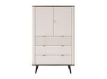 HIGHBOARD mit Schubladen AUTUMN 2D3S mit geriffelter Front, Kaschmir / Nussbaum