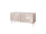 TV-SCHRANK COLGANTE 100 Kaschmir Hochglanz, ohne LED, Schräge silberne Füßen