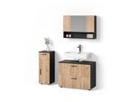 BADMÖBEL-SET Ronco Goldkraft Eiche/Anthrazit 3 Teile, mit Schubladenschrank und Midischrank