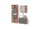 BADMÖBEL-SET Eisak Anthrazit/Goldkraft Eiche 3 Teile, mit Hochschrank