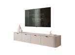 TV-HÄNGESCHRANK CELESTE mit LED-Beleuchtung, Schwarze Griffe
