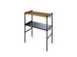 Letti Moderni Blumentreppe – rechteckig – LEVIRA – Metall/Holz – Schwarz/Walnuss – 60×32×73 cm