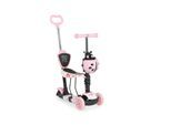 Moni Kinderroller Lollipop 3 in 1 Schiebestange, Sitz, PU-Vorderräder mit LED rosa