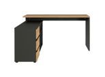 Germania , Graphitfarben, Eichefarben , Holzwerkstoff , 3 Schublade(n) Schubladen , rechteckig , 145x75x146 cm , Made in Germany , Stauraum, seitenverkehrt montierbar, Regal , Büromöbel, Schreibtische, Eckschreibtische