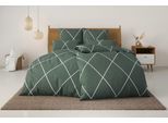 Bettwäsche OTTO HOME "Belle", grün, B/L: 135cm x 200cm, 1 Stk., 1 Stk., Renforcé, B/L: 80cm x 80cm, 2, Renforcé, Obermaterial: 100% Baumwolle, Bettwäsche, Bettwäsche, Renforcé Qualität, Reißverschluss