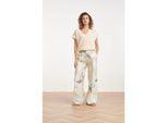 Smashed Lemon Wide leg broek met groene en beige bladprint