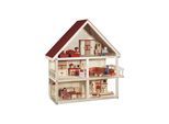Puppenhaus ROBA "Villa Bunt", beige (natur), Puppenhäuser, KinderB:70cm H:74cm T:30cm, Puppenhaus, 3-stöckig, inkl. Möbel und Puppen, B:70cm H:74cm T:30cm