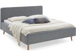 Polsterbett MEISE.MÖBEL "Mattis", blau (türkis), B:181cm H:105cm L:218cm, Bezug Bett: Multicolor (100% Polyester), Betten, Polsterbett, Topseller, wahlweise mit Bettkasten