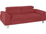 3-Sitzer COTTA "Komaris, B: 193 cm", rot, B:193cm, Microfaser PRIMABELLE (100% Polyester);Kunstleder SOFTLUX;Feinstruktur (100% Polyester);Kunstleder SOFTLUX/Struktur (100% Polyester);NaturLEDER, Sofas, 3-Sitzer, mit Kopfteilverstellung