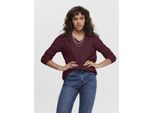 V-Ausschnitt-Pullover ONLY "ONLCAMILLA V-NECK L/S PULLOVER KNT NOOS", Damen, Gr. M, rot (port royale detail:melange), Strick, Obermaterial: 74% Polyacryl, 24% Polyester, 2% Elasthan, meliert, regular fit normal, V-Ausschnitt, Strickbündchen, Pullover, Materialmix, regular fit