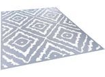 Teppich TOM TAILOR HOME "Garden Pattern" Gr. 3, blau, B:123cm H:3mm L:180cm, Kunstfaser, Teppiche, Teppich, Flachgewebe, modernes Rauten Design, In- und Outdoor geeignet