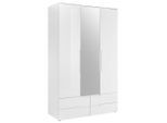 Mid.you Drehtürenschrank, Weiß, Glas, Holzwerkstoff, 4 Fächer, 4 Schublade(n) Schubladen, 126.8x208x57 cm, Blauer Engel, BQ - Bündnis für Qualität, Made in Germany, Schrankfront mit Spiegel, Schlafzimmer, Kleiderschränke, Kleiderschränke mit Spiegel