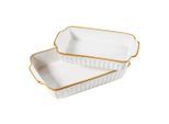 Mäser , Braun, Weiß , Keramik , 3250 l , rechteckig , 22x6.6x36 cm , Kochen & Essen, Töpfe, Auflaufformen