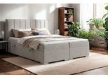 Boxbett HOME AFFAIRE "GALLIPOL mit Bettkästen, Matratze und Topper, Breite 140/160/180/200cm", beige, B:203cm L:209cm, Hartfaserplatte, Holz teilmassiv, Massivholz, Spanplatte, Komplettbetten, Stauraumbett mit Bonnell- oder Taschenfederkernmatratze (H2, H3)