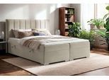 Boxbett HOME AFFAIRE "GALLIPOL mit Bettkästen, Matratze und Topper, Breite 140/160/180/200cm", creme, B:183cm L:209cm, Hartfaserplatte, Holz teilmassiv, Massivholz, Spanplatte, Komplettbetten, Stauraumbett mit Bonnell- oder Taschenfederkernmatratze (H2, H3)
