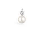 Kettenanhänger NENALINA "Zirkonia Muschelkernperle Klassisch 925 Silber", silber, Schmuckanhänger, Damen, onesize, ohne Stein, Silber 925 (Sterlingsilber), Kettenanhänger