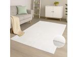 Teppich CARPET CITY "WAVES 503", weiß, B:200cm H:12mm L:290cm, Obermaterial: 100% Polyester, Teppiche, Teppich, Kurzflor, Hochtief-Muster/ 3D-Effekt, Uni, Wohnzimmer, Schlafzimmer