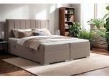 Boxbett HOME AFFAIRE "GALLIPOL mit Bettkästen, Matratze und Topper, Breite 140/160/180/200cm", braun, B:203cm L:209cm, Hartfaserplatte, Holz teilmassiv, Massivholz, Spanplatte, Komplettbetten, Stauraumbett mit Bonnell- oder Taschenfederkernmatratze (H2, H3)