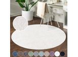 Hochflor-Teppich CARPET CITY "City Shaggy", beige (creme), H:30mm Ø:80cm, Polypropylen, Teppiche, Teppich Langflor, Uni, Shaggy, flauschig-weich