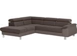 Ecksofa COTTA "Komaris L-Form, B: 249 cm", braun (mud, espresso), B:249cm H:72cm T:100cm, Microfaser PRIMABELLE (100% Polyester);Kunstleder SOFTLUX;Feinstruktur (100% Polyester);Kunstleder SOFTLUX/Struktur (100% Polyester);NaturLEDER, Sofas, Ecksofa, mit Kopfteilverstellung, optional Bettfunktion, Bettkasten & Licht