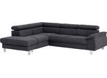 Ecksofa COTTA "Komaris L-Form, B: 249 cm", grau (lava), B:249cm H:72cm T:100cm, Microfaser PRIMABELLE (100% Polyester);Kunstleder SOFTLUX;Feinstruktur (100% Polyester);Kunstleder SOFTLUX/Struktur (100% Polyester);NaturLEDER, Sofas, Ecksofa, mit Kopfteilverstellung, optional Bettfunktion, Bettkasten & Licht