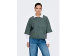 Strickpullover ONLY "ONLSIMONI 3/4 PULLOVER KNT NOOS", Damen, Gr. L, grün (balsam grün detail:melange), Strick, Obermaterial: 74% Polyacryl, 24% Polyester, 2% Elasthan, meliert, regular fit hüftlang, Rundhals, weit, Pullover Strickpullover, Materialmix, regular fit