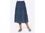 Jeansrock CLASSIC BASICS, Damen, Gr. 24, blau (blau, stone, washed), 100% Baumwolle, unifarben, wadenlang, Röcke Jeansrock