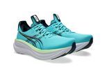 Laufschuh ASICS "GEL-NIMBUS 28", Herren, Gr. 44, blau (energy aqua, midnight), Synthetik, Schuhe Laufschuh, mit Knit-Obermaterial, mit FF BLAST PLUS Dämpfung