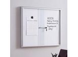 Schaukasten MCW-Q50, Magnettafel Whiteboard Memoboard Pinnwand, Aluminium abschließbar inkl. Zubehör 67x68x9cm