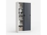 VCM Metallschrank mit 5 Fächern und 2 Schiebetüren, Stahlschrank abschließbar, 80 x 180 x 40 cm, Aktenschrank und Universalschrank, Malivo
