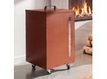 Pelletbehälter MCW-Q30, Pelletbox, Aufbewahrungsbox für z.B. Tierfutter, Sichtfenster Rollen 62x36x36cm ~ kupferfarben
