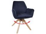 Esszimmerstuhl MCW-G67, Esstischstuhl Küchenstuhl Stuhl mit Armlehne, drehbar Holz Samt 320 g/m² MVG ~ anthrazit-blau