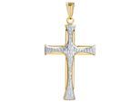 Kreuzanhänger FIRETTI "Schmuck Geschenk Gold 375 Halsschmuck Anhänger Halskette Kreuz", gold (gelbgoldfarben, weißgoldfarben), Schmuckanhänger, Damen, Gelbgold 375, 1,5 g
