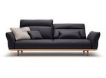 3,5-Sitzer "CR.460 mit verstellbarer Rückenlehne, bequem und hochwertig", schwarz (signalschwarz 534, 58), B:228cm H:103cm T:100cm, NaturLEDER OSKAR (echtes Rindsleder), CREATION BY ROLF BENZ, Sofas, Sockel in Eiche, Füße Eiche natur, Breite 228 cm