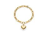 Armband S.OLIVER "Chunky Heart, Herz", gelbgoldfarben, Armbänder, Damen, 20cm, Edelstahl, Armband