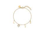 Armband S.OLIVER "Love", gelbgoldfarben, kristallweiß, kristallweiß, Armbänder, Damen, 21cm, Edelstahl, Armband, mit Zirkonia (synth.)