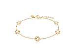 Armband S.OLIVER "Flower, Blüten-Design", gold (gelbgoldfarben, weiß), Armbänder, Damen, 21cm, Edelstahl Perlen, Edelstahl, Perlen, Armband, mit Perle (imitiert)