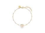 Armband S.OLIVER "Pearl Heart, Herz", gelbgoldfarben, natur, Armbänder, Damen, 21cm, Edelstahl Perlen, Edelstahl, Perlen, Armband, mit Perlmutt (synth.)
